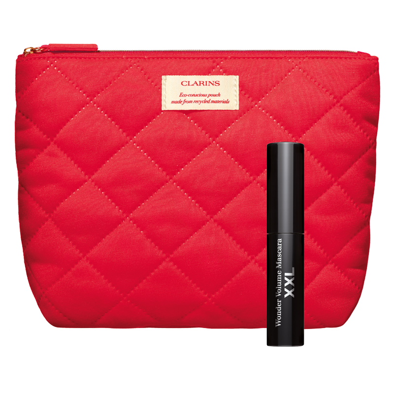 Clarins Geschenk: Coral Purse inkl. XXL Mascara Mini