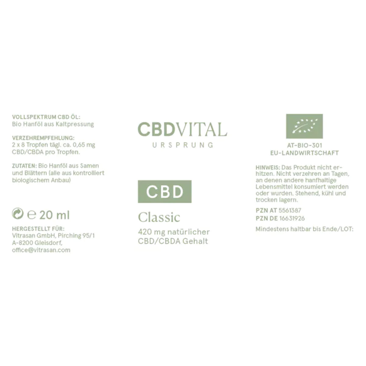 CBD Vital CBD Öl Vollspektrum Ursprung Classic