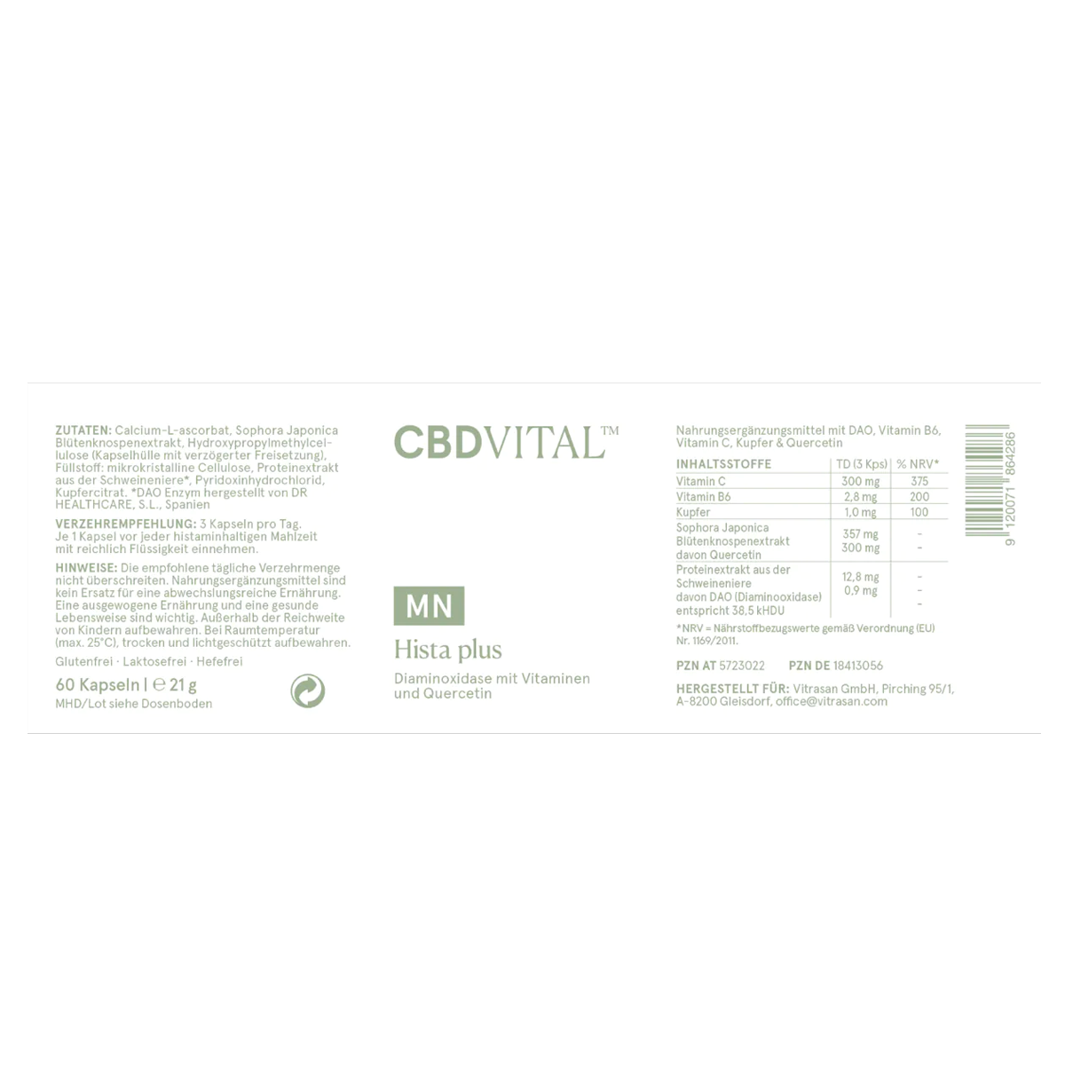 CBD Vital CBD Kapseln Hista plus Kapseln 60 Stk.