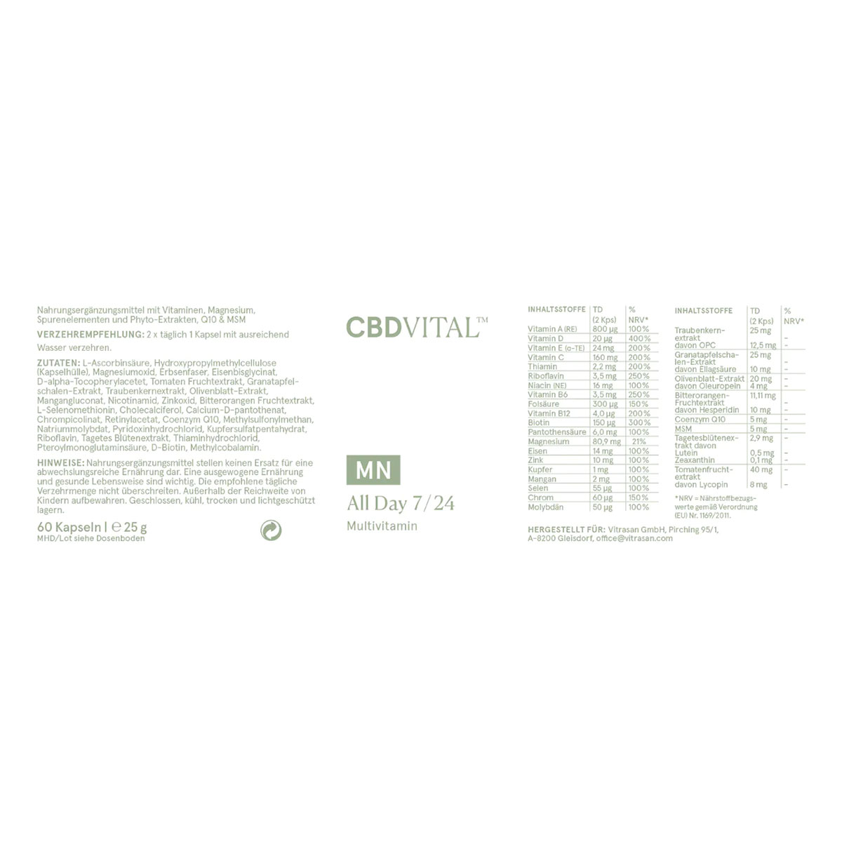 CBD Vital CBD Kapseln All day 7/24 Multivitamin 60 Stk.