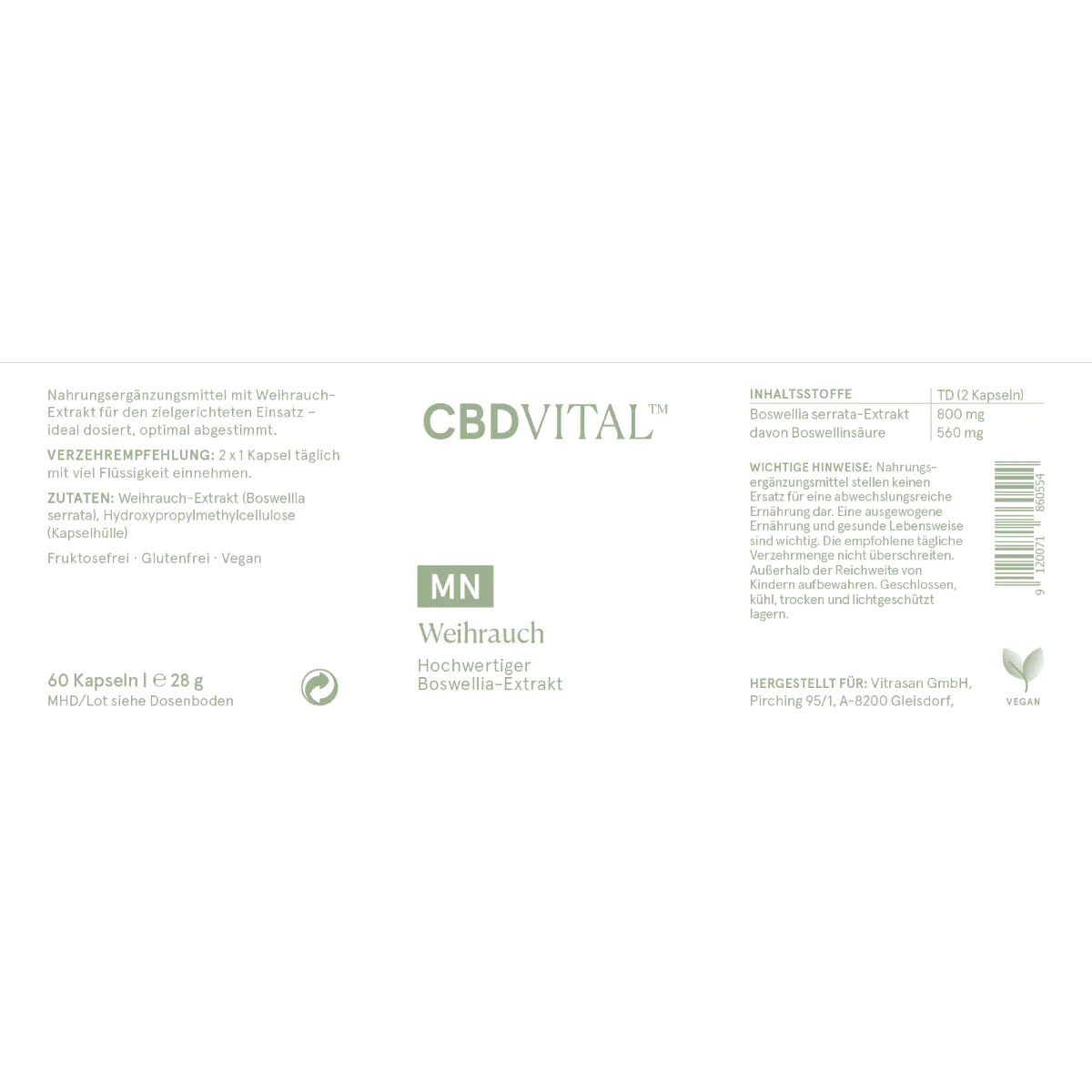 CBD Vital CBD Kapseln Weihrauch 60 Stk.