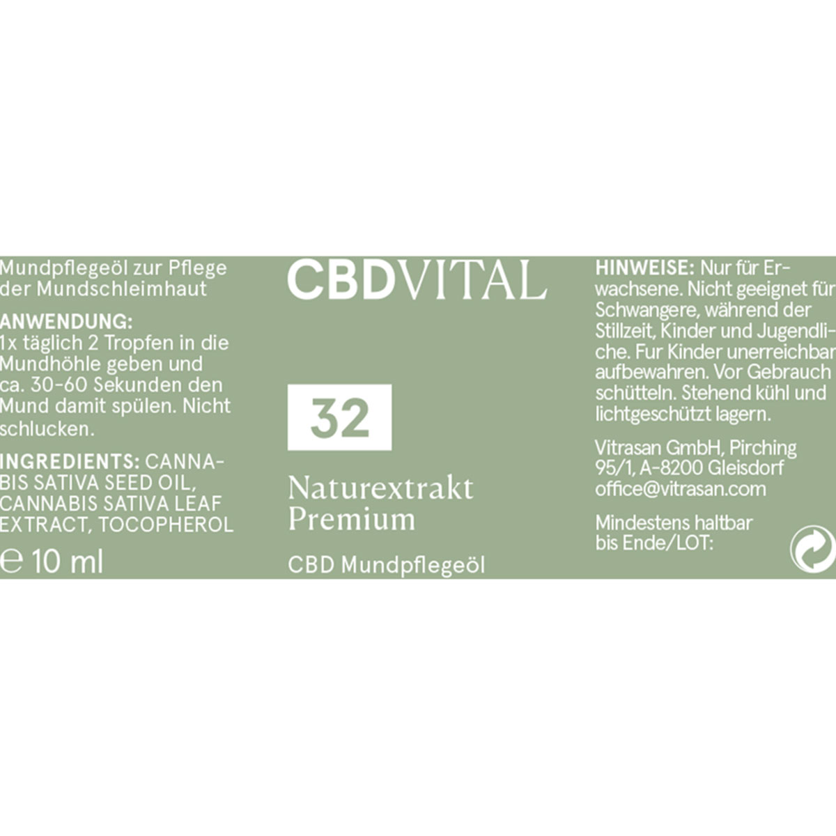 CBD Vital CBD Öl Naturextrakt Premium Öl 32%