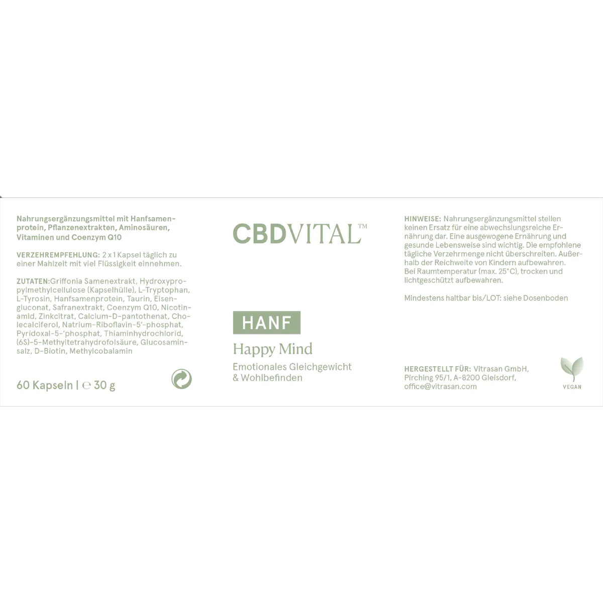 CBD Vital CBD Kapseln Happy Mind 60 Stk.