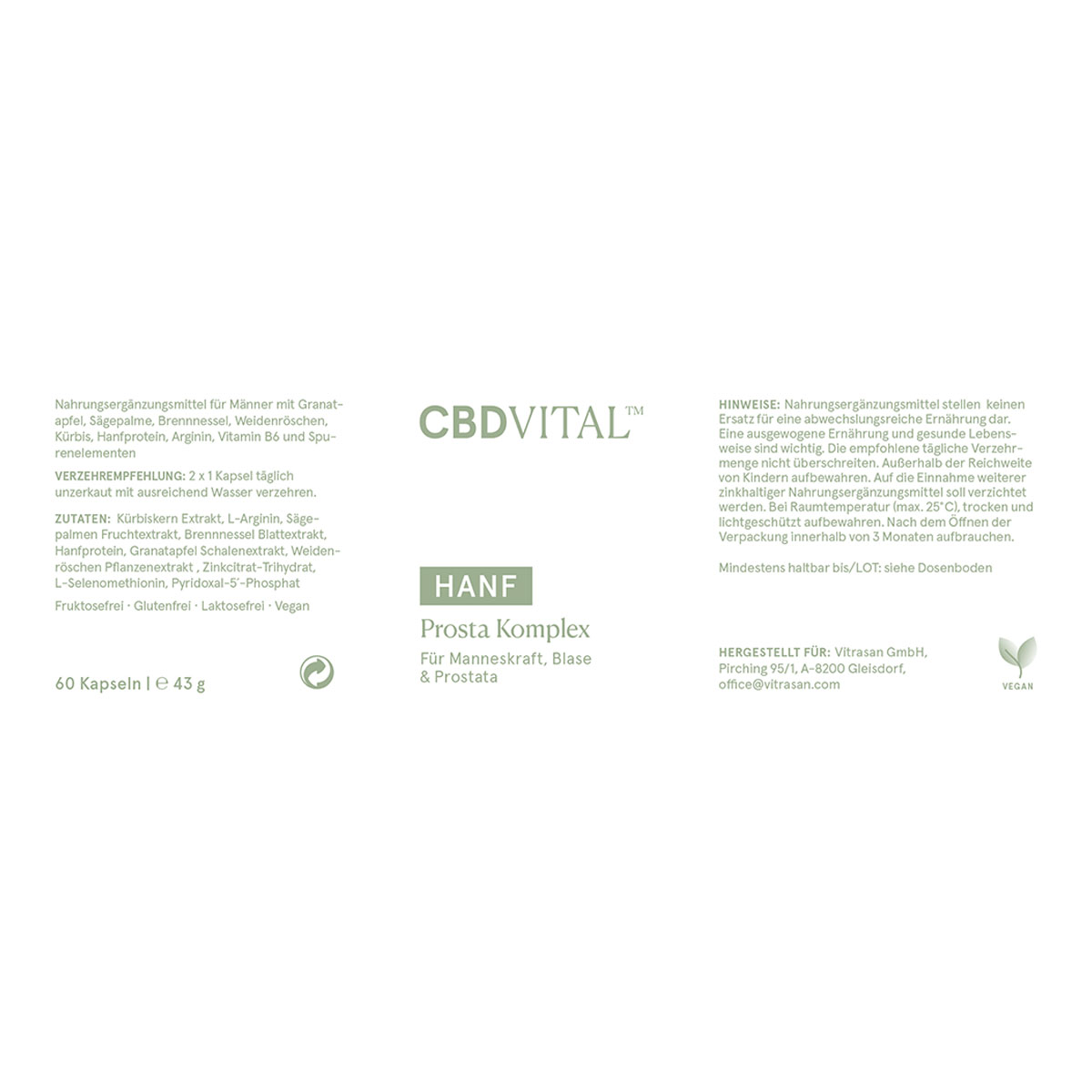 CBD Vital CBD Kapseln Hanf Prosta Komplex