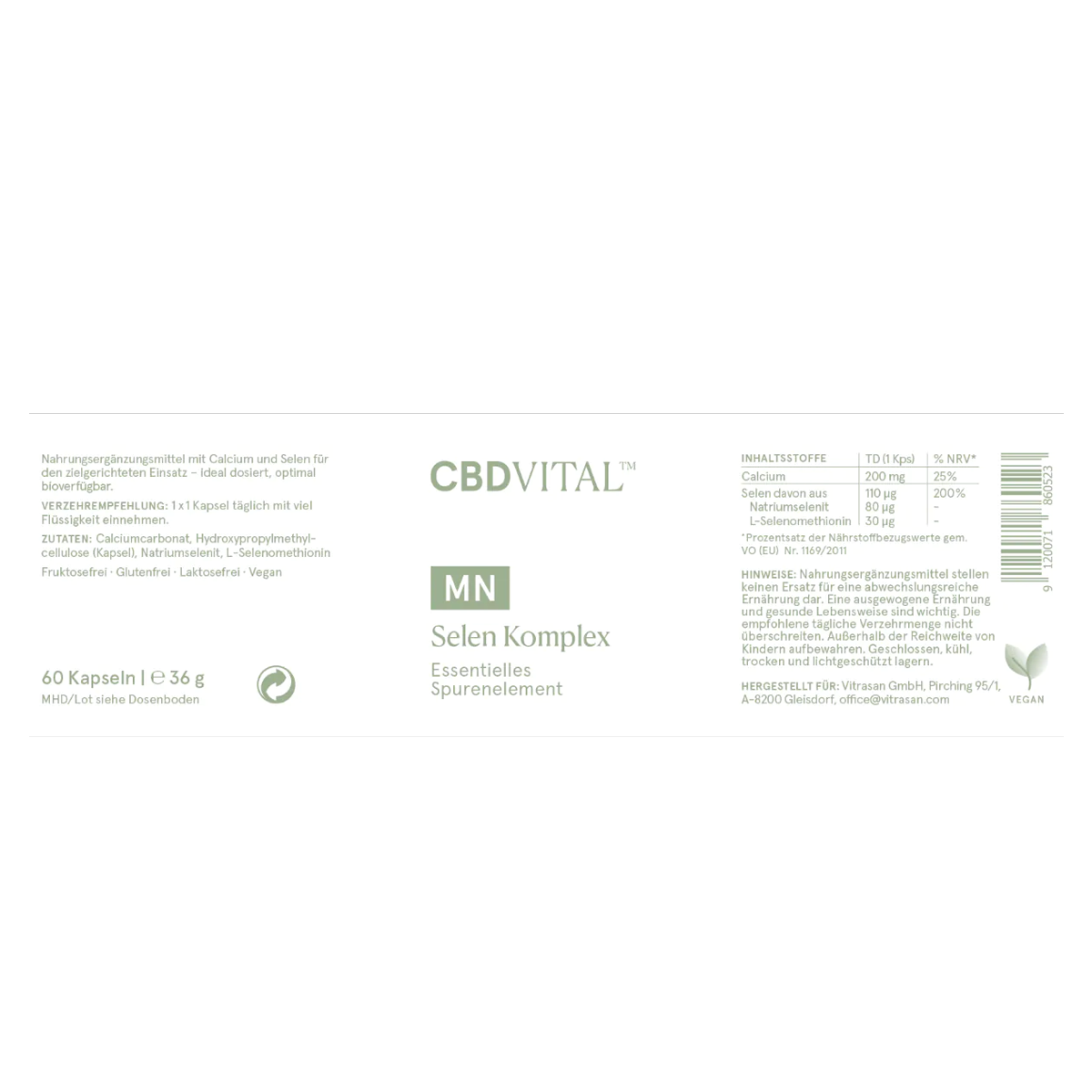CBD Vital CBD Kapseln Selen-Komplex 60 Stk.