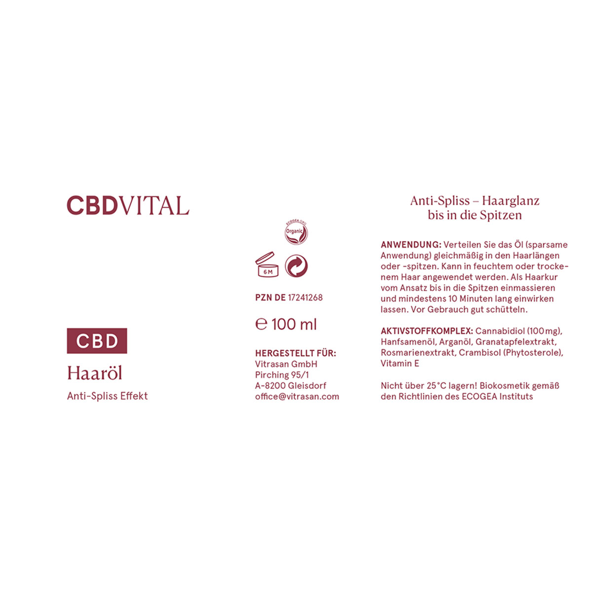 CBD Vital CBD Bio Kosmetik Haaröl
