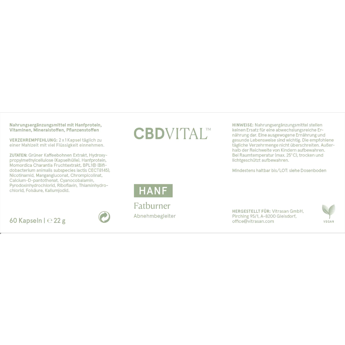 CBD Vital CBD Kapseln Fatburner 60 Stk.