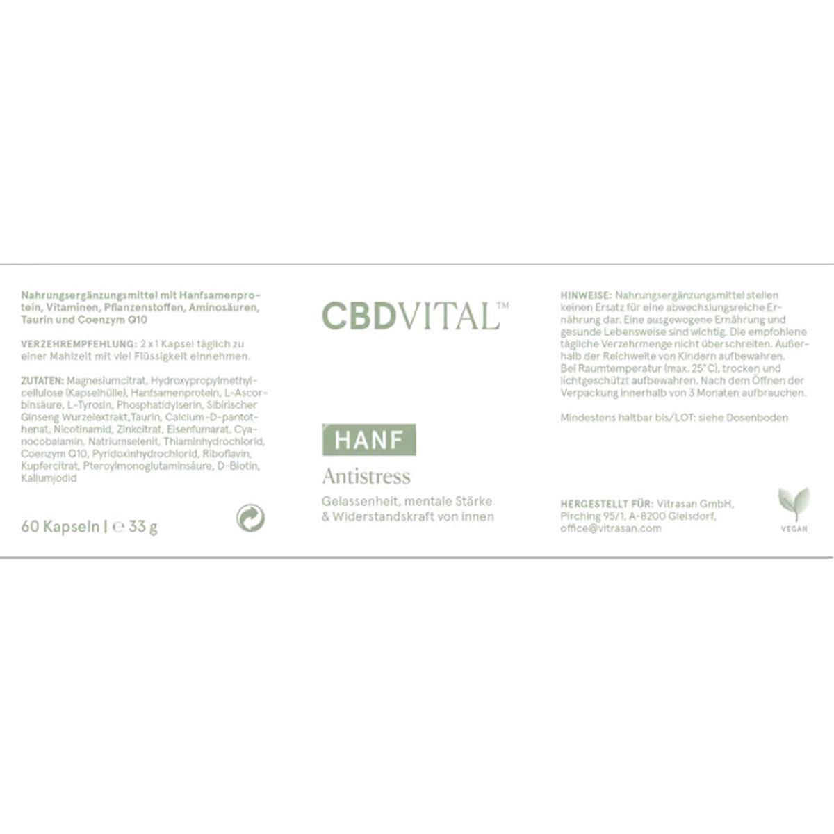 CBD Vital CBD Kapseln Antistress 60 Stk.