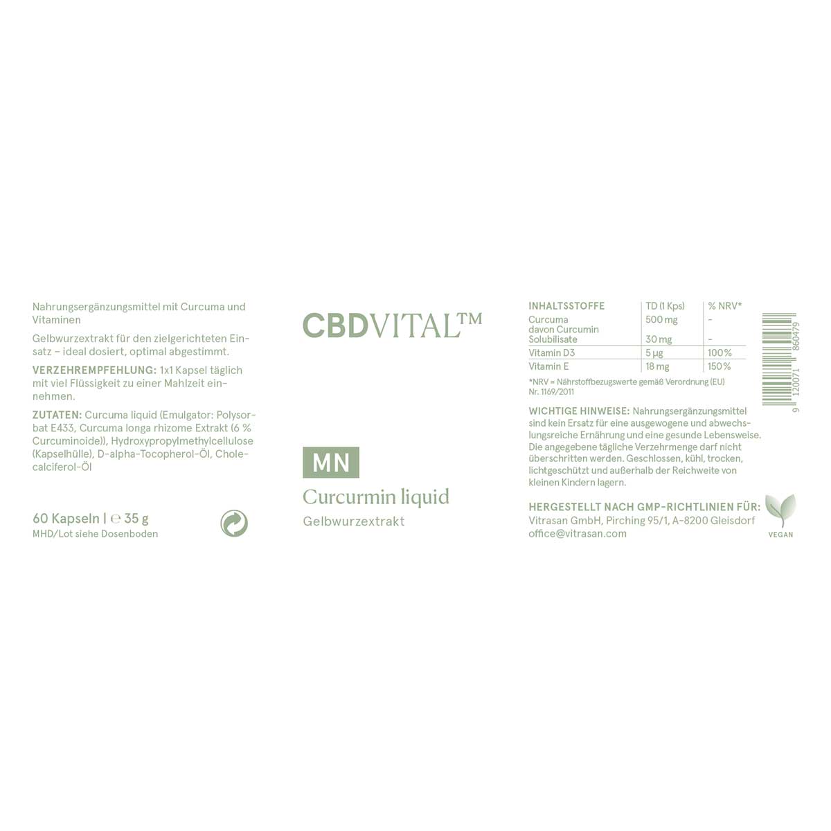 CBD Vital CBD Kapseln Curcumin liquid 60 Stk.