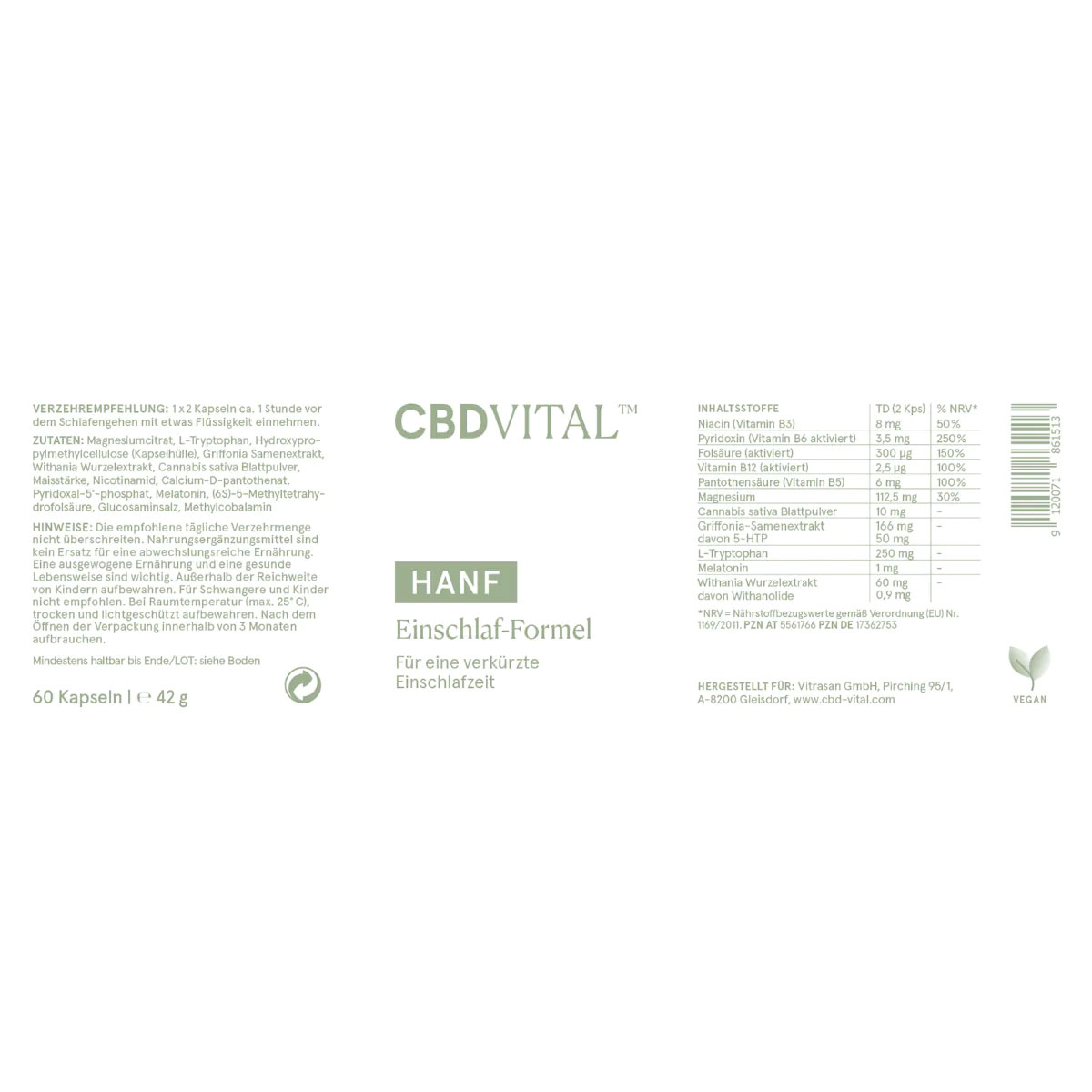 CBD Vital CBD Kapseln Schlaf-Formel 60 Stk.