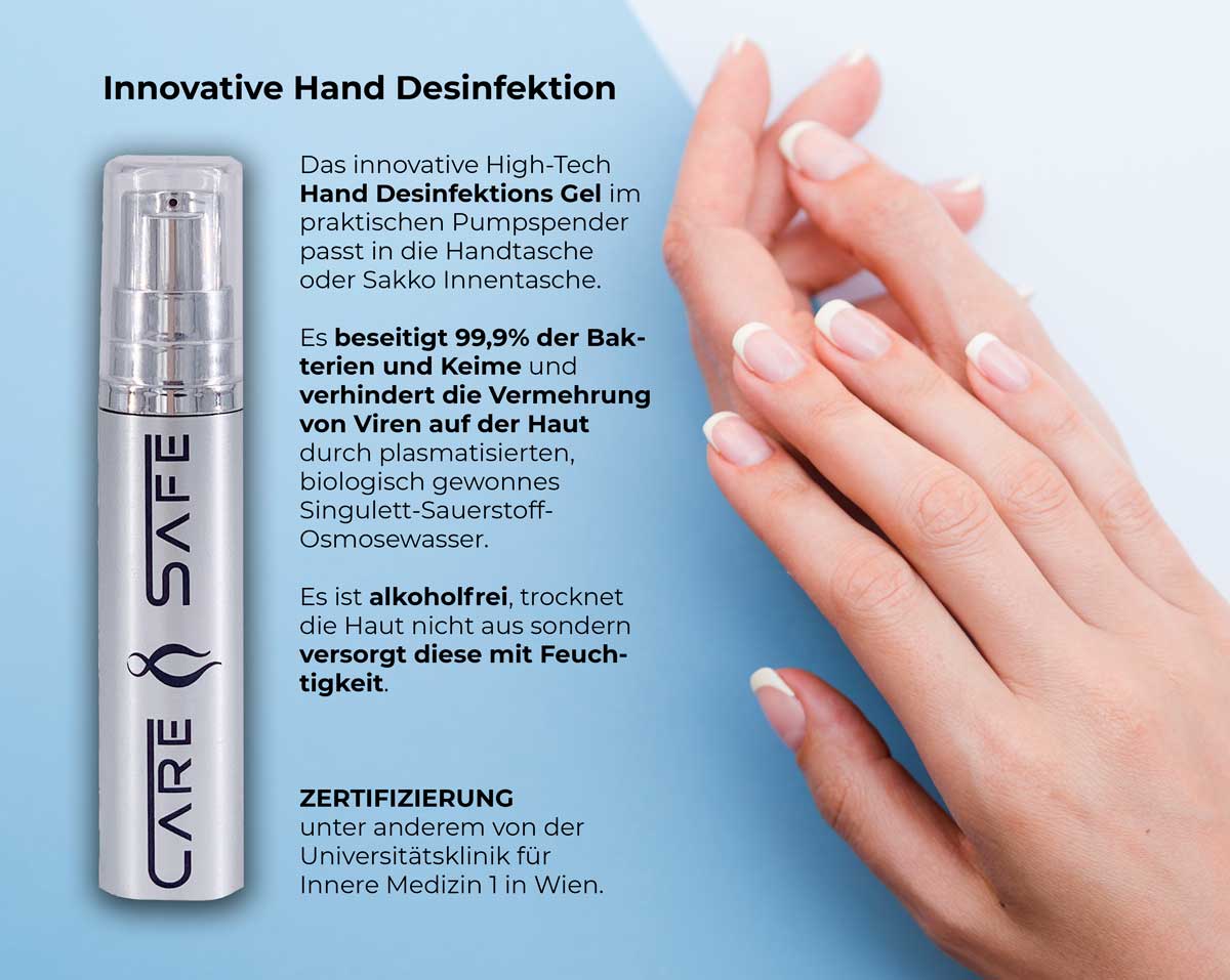 Care Safe Handhygiene Hand-Desinfektionsgel - ohne Alkohol & feuchtigkeitsspendend