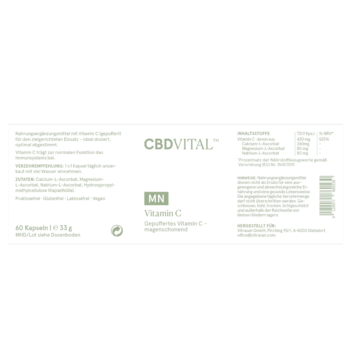 CBD Vital CBD Kapseln Vitamin C gepuffert 60 Stk.