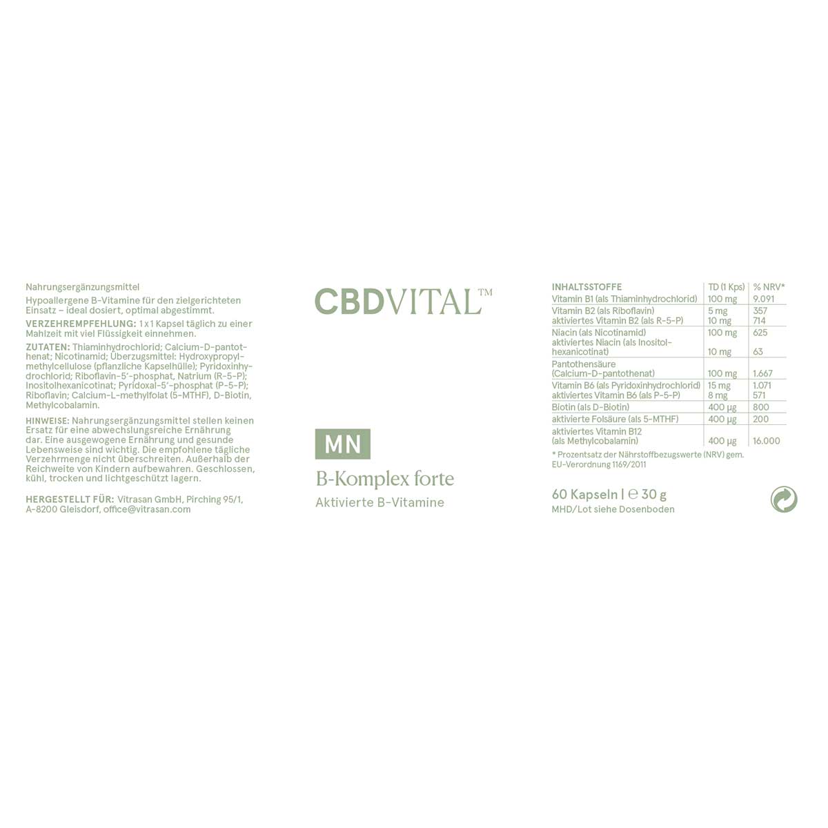 CBD Vital CBD Kapseln B-Komplex forte 60 Stk.
